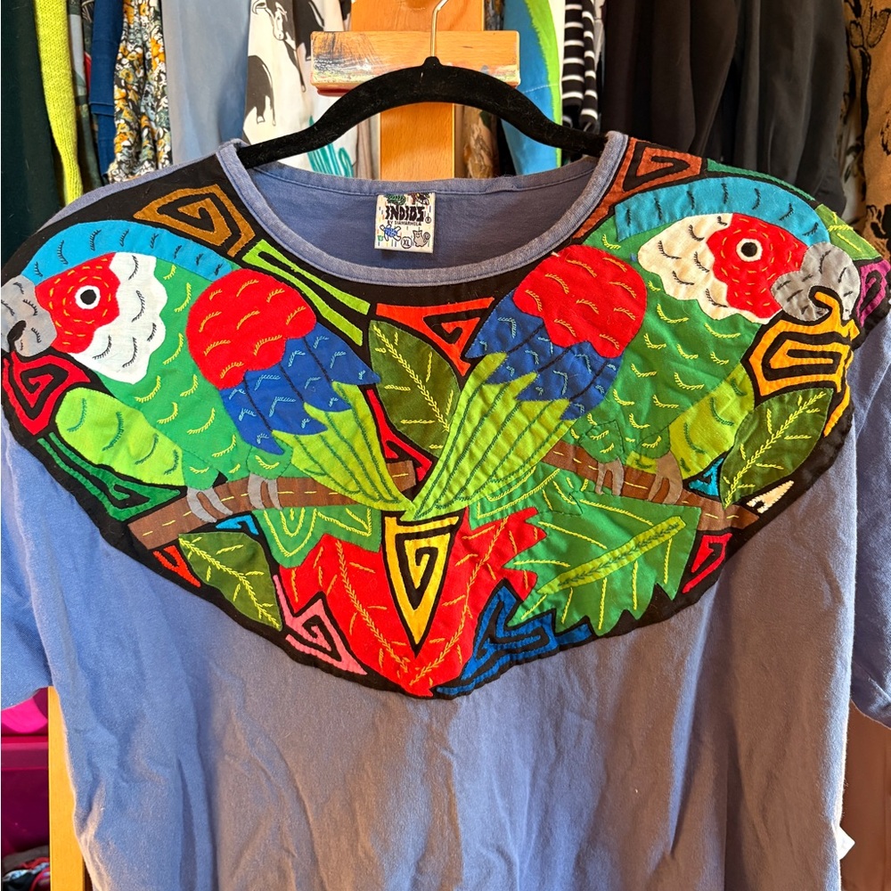 Vintage Parrot Mola Funky T Shirt